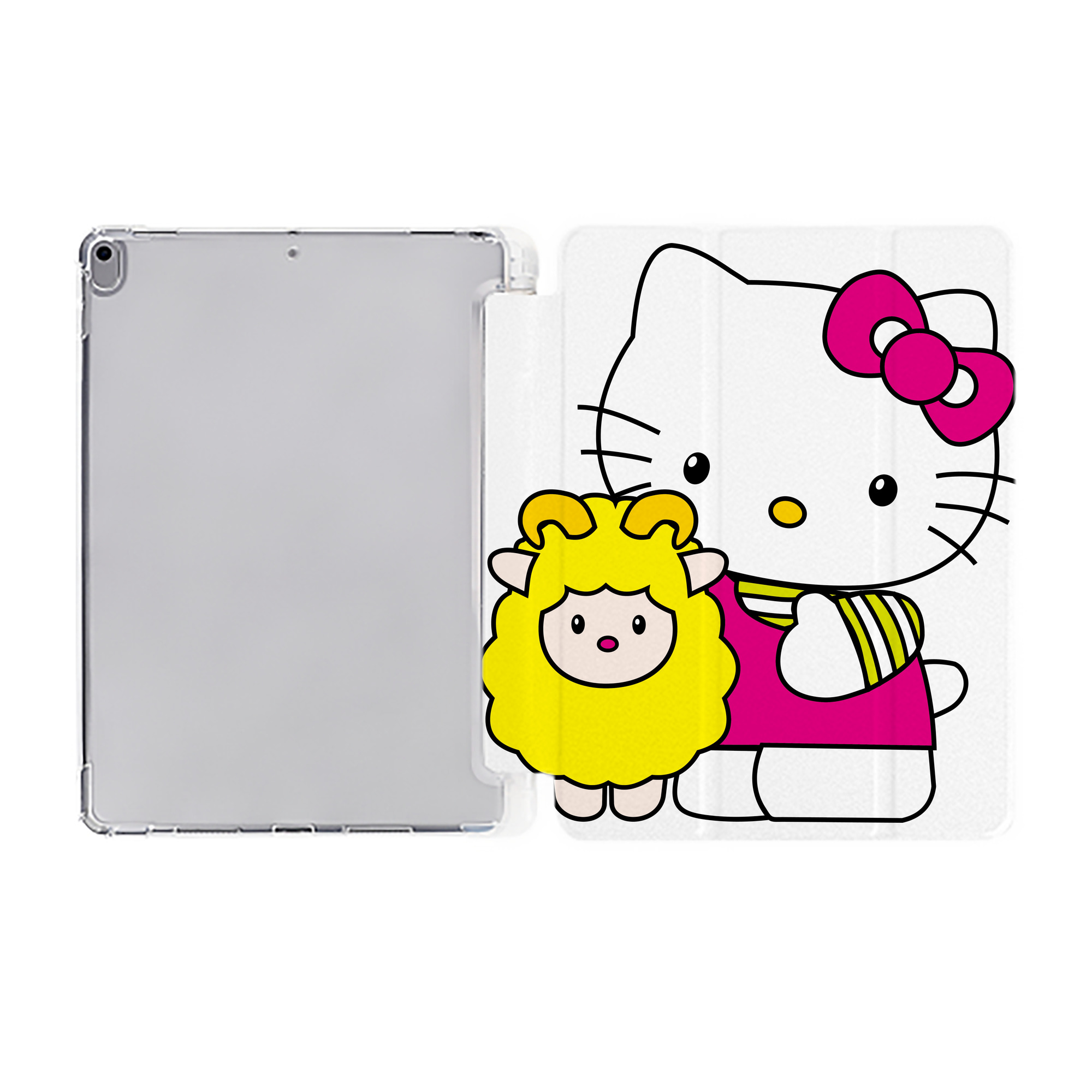 （画像用） Hello Kitty ハローキティ IPad ケース ペン収納付き 三つ折りスタンド PUレザー×シリコン 対応機種9.5/10.5/10.9インチ